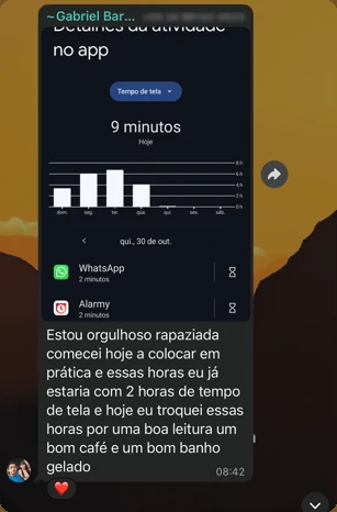 Print de Gabriel com 9 minutos de tela no dia