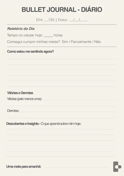 Modelo de Bullet Journal para imprimir